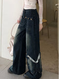 KYLTHOMASW  -  Women's Blue Baggy Jeans Aesthetic Vintage Oversize Cowboy Pants Harajuku Straight Denim Trousers Y2k 2000s Trashy Clothes 2024
