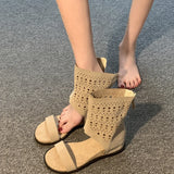 KYLETHOMASW  -  Spring Autumn Open Toe Internal Elevation Women Sandals Boots Ladies Casual Hollow Out Ankle Booties