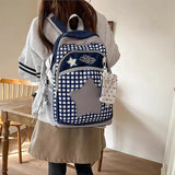 KYLETHOMASW  -  High-capacity Transparent Star Dot Ita Bags Sweet Y2k Aesthetic Ins Students Backpacks Contrast Color Patchwork Women Schoolbags