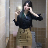 KYLETHOMASW  -  Summer Skirts Set Y2k Spicy Girl Style Retro Fashion Two Pieces Sets Women Outfits Simple Conjuntos Feminino Elegante