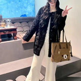 KYLETHOMASW  -  Japanese Sweet Cute Bear Tote Bag Women Brown Leather Large Capacity Shoulder Bag Ladies Cartoon Versatile Preppy Style Handbag