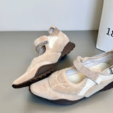 KYLETHOMASW  -  Women's Casual Mary Jane Shoes Ins Style Pointed Toe Shallow Hook Loop Belt Buckle Street Sandals Fashion Brown/apricot Pumps