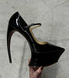 KYLETHOMASW  -  Spring/Summer New Women's Fashion Runway Patent Leather Pointed-Toe Platform Stiletto Heel Ankle Buckle Dress Party Pumps