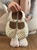 KYLETHOMASW  -  Korean Polka Dot Mary Jane Shoes Women's Fashionable Versatile Sweet  Knot One Strap Little Leather Shoes Spring