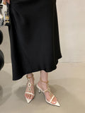 KYLETHOMASW  -  Sandals Female Shoe  High Heels Open Toe New Girls High-heeled Rhinestone Gladiator Summer Peep Square Sexy