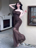 KYLETHOMASW  -  Women Dresses Sleeveless Mesh Patchwork Elegant Slash Neck Sexy Fashion Mermaid Dress Party Female French Style