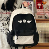 KYLETHOMASW  -  Women Students Kawaii Sweet Backpack Contrast Color Y2k Dots Schoolbags Japanese Cute Cat Wings Preppy Backpacks High-capacity