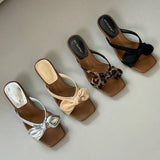 KYLETHOMASW  -  Low Heel Female Slides Women Slippers Shoes Luxury Footwear Fashion Butterfly-Knot Ladies Heeled Slippers Sandals Shoes Pumps