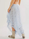 KYLETHOMASW  -  New Fashion Womens Midi Skirts Lace Elastic High Waist Skirts Spring Summer Irregular Hem Casual Skirts Hot Sale S M L