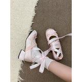 KYLETHOMASW  -  Women's Fashion Thick Bottom Heightening Sweet  Knot Single Shoes Summer New Style Versatile with Skirts Mary J...