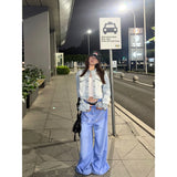 KYLETHOMASW  -  American Retro Loose Wide Leg Sweatpants Women Spring Autumn Letter Print Design Sense Floor-Length Pants Trendy Casual Pants