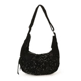 KYLETHOMASW  -  Women's Silver Sequin Crossbody Bag Drawstring Design Shiny Party Evening Casual Shoulder Bag Fashion Sparkly Handbag