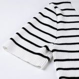 KYLETHOMASW  -  Simple Striped Slim Fit Patchwork Women Camisole Tops  Short Sleeve Causal Basic Simple Chic Blouses