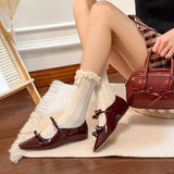 KYLETHOMASW  -  Woman Shoes Vintage Punk Style Versatile Square Head Thick Heel Mary Jane Shoes Women's Bow Women's Shoes Red Mary Janes