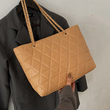 Kylethomasw Large Capacity Single Shoulder Tote Embroidered Wire Diamond Lattice Handbag Fashion Texture Chain Hand Bags