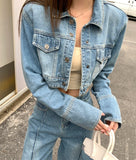 KYLETHOMASW  -  Spring Autumn Vintage Denim Short Jacket Women Long Sleeve Single Breasted Jeans Coat Female Bomber Streetwear Jackets Outerwear
