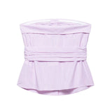 KYLETHOMASW  -  women's strapless striped top button backless decoration for spring and summer casual women's wear