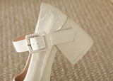 KYLETHOMASW  -  High Heels Women's Summer Word Belt Mary Jane Single Shoes Thick Heel Light Mouth Buckle High Heel Leather Shoes Women Pumps