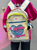 KYLETHOMASW  -  Large Capacity Love Girl Backpack Original Japanese Niche Color Contrasting Backpack Trendy Cute School Bags