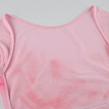 KYLETHOMASW  -  Printed crop exposed short T-shirt with big backless and sexy short sleeved top, pure desire for spicy women's clothing