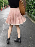 KYLETHOMASW  -  Versatile Summer Pink A-Line Skirt Women High Waist Party Flared Mini Skirt Casual White Lace Trim Boho Skirt 279A