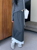 KYLETHOMASW  -   Daily Plaid Winter Maxi Skirts Women Vintage High Waist Slim New Loose Office Lady Winter Chic Casual Ruffles Sweet