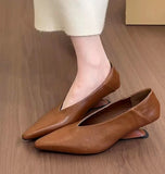 KYLETHOMASW  -  French-style Wedge Pointedtoe Low-cut Women's Shoes New Elegant and Simple Commuter Small Leather Shoes Evening Grandma Shoes