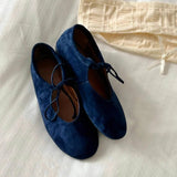 KYLETHOMASW  -  Lace Up Mary Janes Flats Shoes for Women Round Toe Comfortable Elegant Ballet Flats Ladies Bow Tie Shallow Casual Loafers New