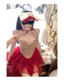 KYLETHOMASW  -  Elegant Women Two Piece Outfit Red Corset Crop Top Tulle Mini Skirt Slim Fit Sexy Summer Party Clubwear Chic Stylish Look