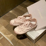 KYLETHOMASW  -  Women's German Training Shoes 2025 Summer Pearl Mesh Breathable Forrest Gump Shoes Soft Sole Silver and White