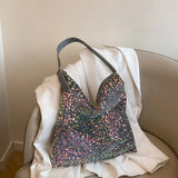 KYLETHOMASW  -  Sparkling Sequin Large Tote Bag Fashion Trendy Elegant All-Match Shoulder Bag Casual Large Capacity Handbag