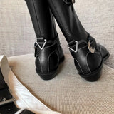 KYLETHOMASW  -  Winter Women Biker Boots Fashion Belt Buckle Ladies Elegant Platform Short Booties Casual Women's Knight Booties botas mujer