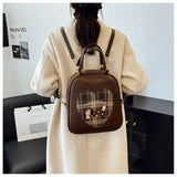 KYLETHOMASW  -  Japanese Cute Fashion Cartoon Embroidery Kawaii Puppy Pu Leather Large Capacity Backpack Student Schoobag Travel Storage Bag
