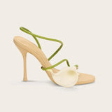 KYLETHOMASW  -  Three-Dimensional Flower Open Toe Stiletto One-Strap Sandals Woman Summer 2025 White Slip-On High Heels Shoes for Women