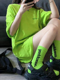 Kylethomasw Green Letter Print T Shirts Women Grunge Streetwear Oversized Tee Short Sleeve Harajuku Y2k Clothes Summmer New Girl Top