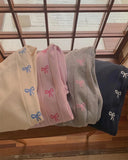 KYLETHOMASW  -  Harajuku Fleece Sweatpants Women Pink Bow Print Joggers Streetwear Black Wide Leg Pants Winter Korean Thick Baggy Trousers