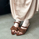 KYLETHOMASW  -  New In Summer Fashion Denim Pointed Toe Women Slippers Low Heel Shoes Beach Female Slides Sandals Slippers Shoes For Ladies