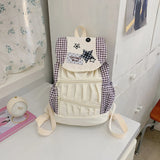 KYLETHOMASW  -  Star Plaid Bag Ruched Zipper Mochila College Style Mochilas Mujer Fashion Backpacks Student Casual Backpack Bolsas Feminina