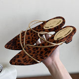 KYLETHOMASW  -  Summer Fashion Pointed Toe Women Heeled Slippers Shoes Shallow Ladies Low Heel Slippers Sandals Shoes Female Slides