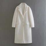 KYLETHOMASW  -  Coat Women Fashion Women's White Single-Breasted Trench AW British Woolen Long Coat