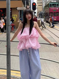 KYLETHOMASW  -  2025 Double Layered Ruffled Flower Bud Strapless Vest Women Summer New Sweet Temperament Versatile Sleeveless Top