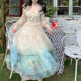 KYLETHOMASW  -  Women Vintage Casual Printed Dress Fashion Long Sleeve Pleated Party Birthday A-Line Dresses Female Clothes Robe Autumn New