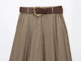 KYLETHOMASW  -  Minimalist Gold Satin Wide Leg Pants Women's French Office Ladies Lazy High Waist Loose Pants Trousers Women