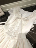 KYLETHOMASW  -  Summer French Elegant Sweet Princess Dress Women's Short-sleeve Round Neck Lace Bow Mini Party Dress Chic Fashionable Clothing