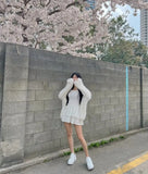 KYLETHOMASW  -  White Sexy Strapless Dress for Women's Summer Fungus Edge Slim Fit A-line Short Dress Fashion Female Clothes