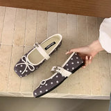 KYLETHOMASW  -  Spring/Autumn Ballet-Style Bow Flat Flats for Women Square Toe Mary Jane Shoes Soft Sole Shallow Comfortable Women Flats 6352
