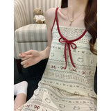 KYLETHOMASW  -  Women's Cute Lace Trim Slip Nightdress Sweet Bow Print Mid Length Summer Nightgown