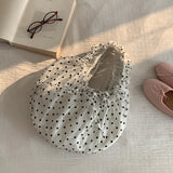 KYLETHOMASW  -  Korean Polka Dot Pleated Dumpling Bag Chic Retro Lace Drawstring Crossbody Shoulder Tote For Women Gentle Casual Commute Travel