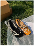 KYLETHOMASW  -  Fashion Sewing Lace-up Design Ballet Flats Women Retro Square Toe Narrow Band Buckle Sneakers Comfortable Soft-soled Casual Shoe