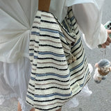KYLETHOMASW  -  Contrast Color Striped Simple Grunge Shoulder Bags Sweet Y2k Aesthetic Casual Handbags All Match Chic Women Fashion Underarm Bag